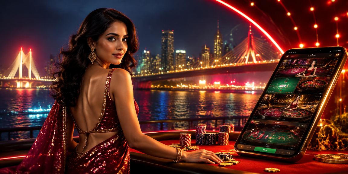Excited Indian woman using a mobile device to play online casino