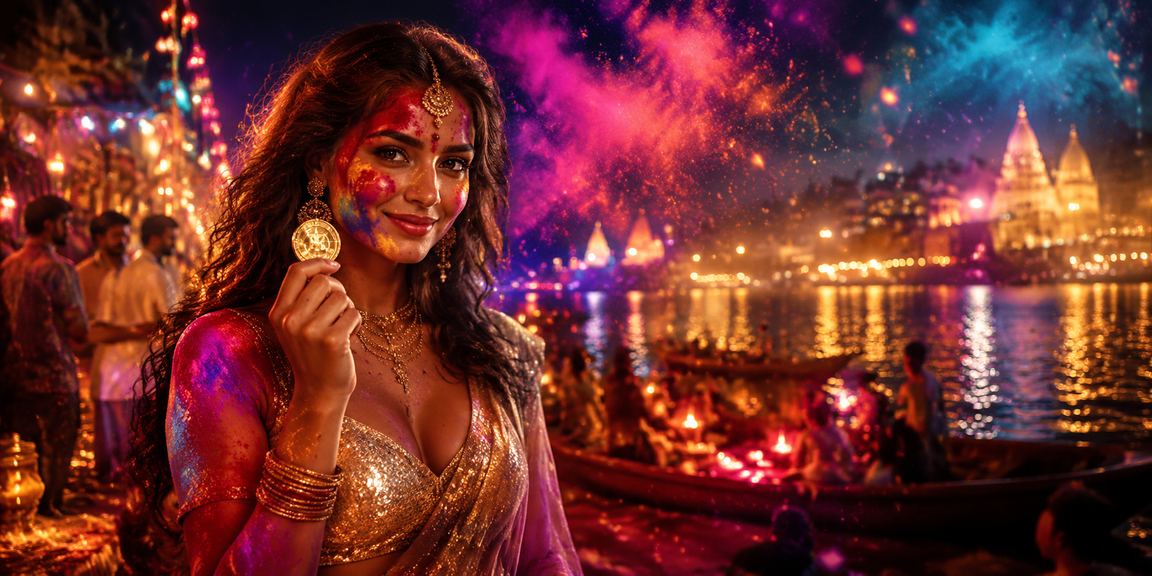 Holi festival lottery promotion with festive colors and prizes